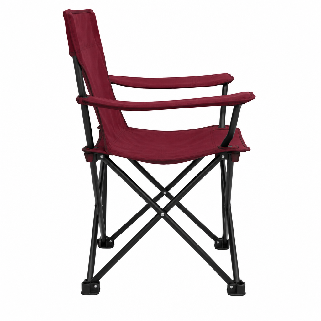 Burgundy camping chair concept, side view