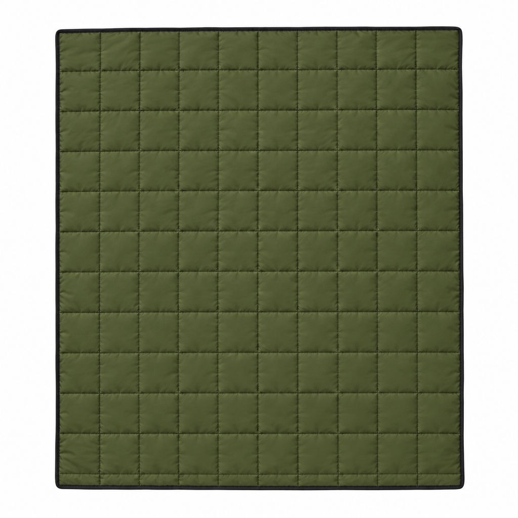 Olive camping blanket concept, back view