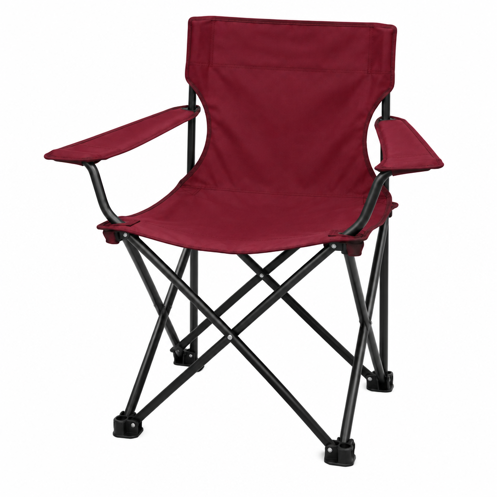 Burgundy camping chair concept, angled view
