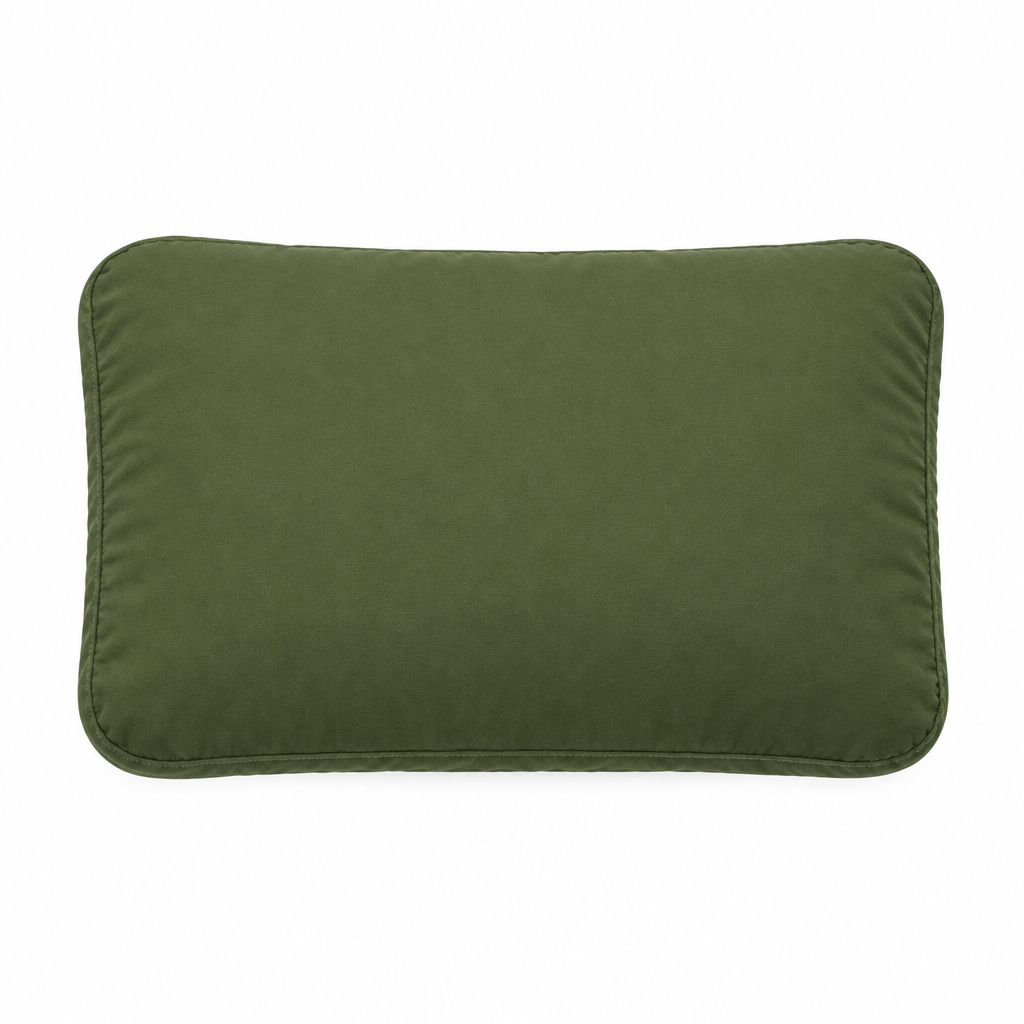 Olive camping pillow concept, top view
