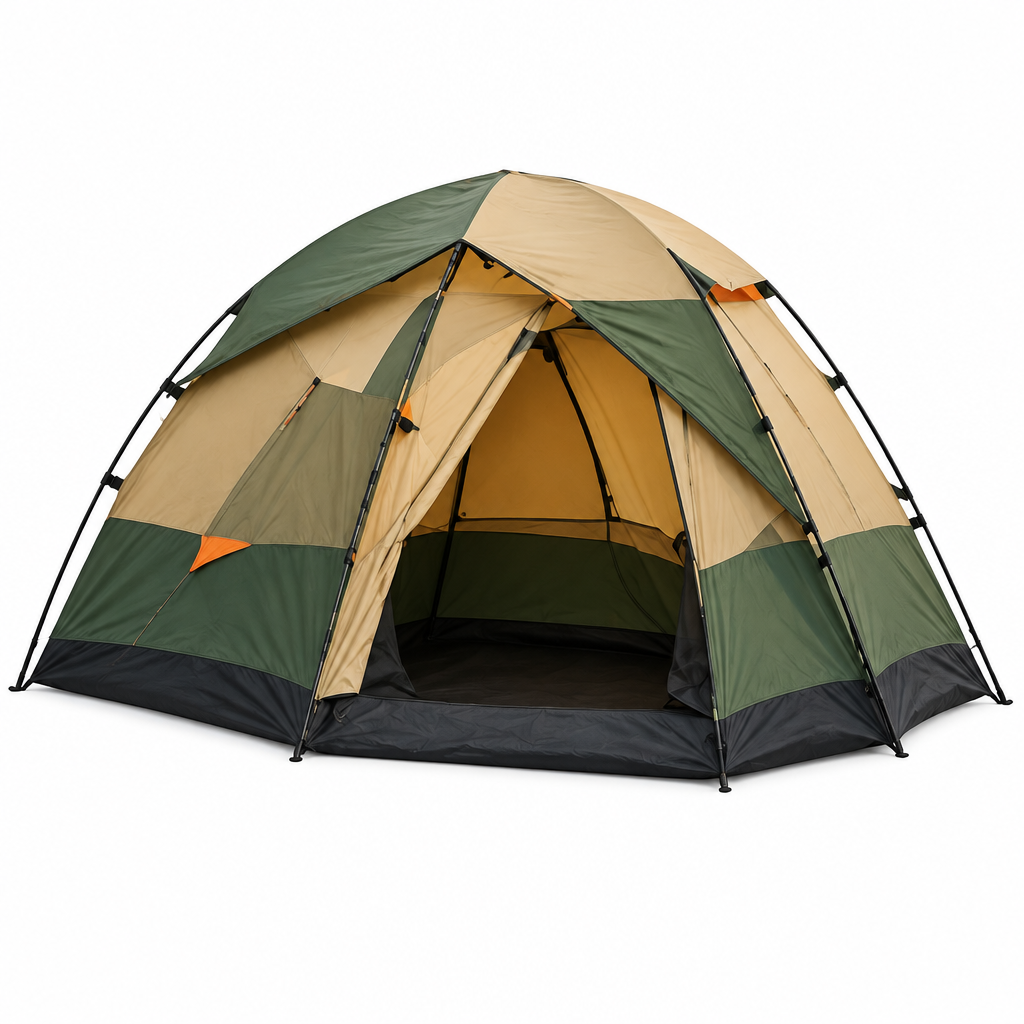Reference-based tent illustration, opposite three-quarter angle on white
