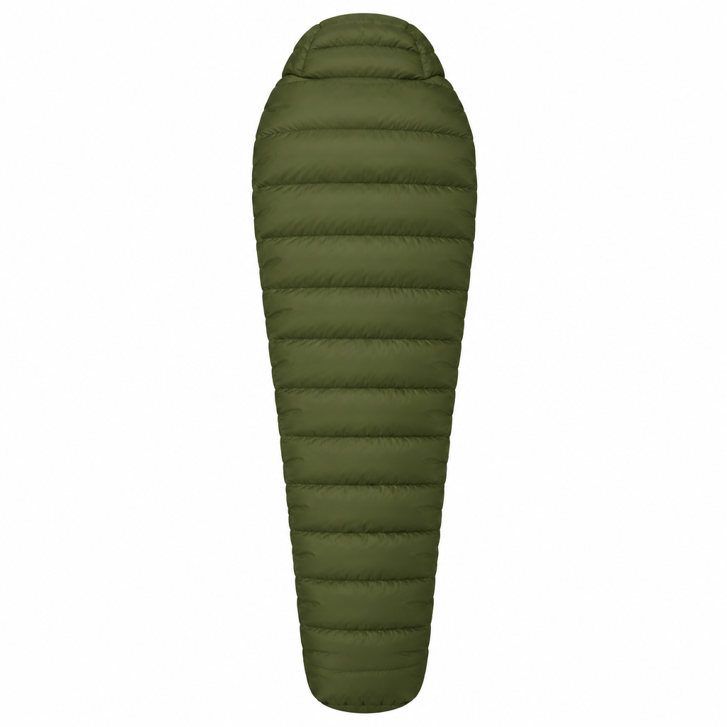 Olive sleeping bag concept, back view
