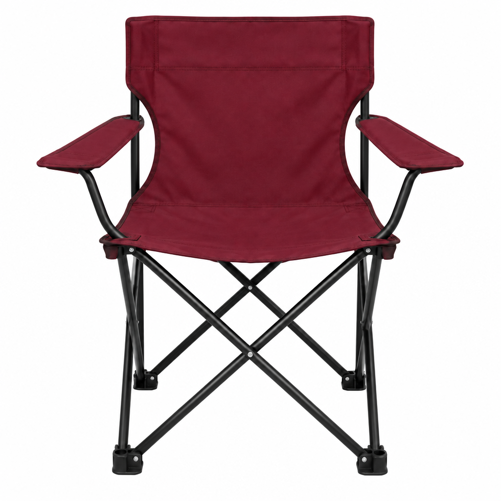 Burgundy camping chair concept, rear view