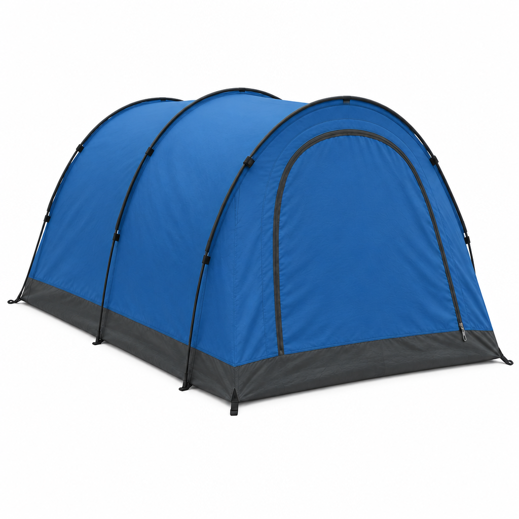 Blue tunnel tent concept, opposite angle on white